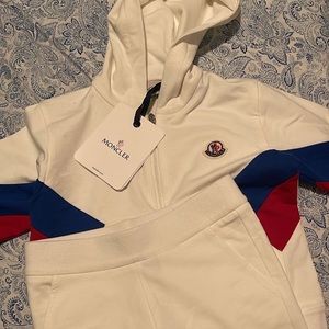 Moncler boys 2pc set blue red and white